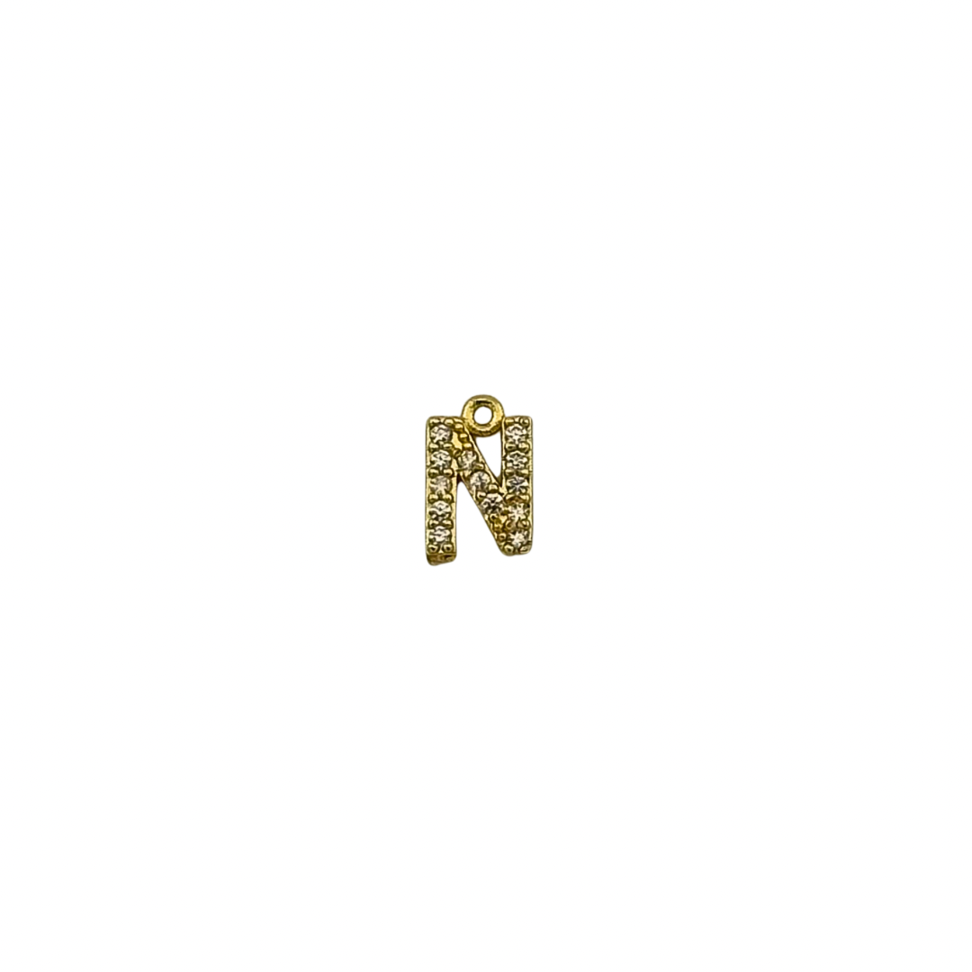Dainty Sparkling Letter Charm Gold