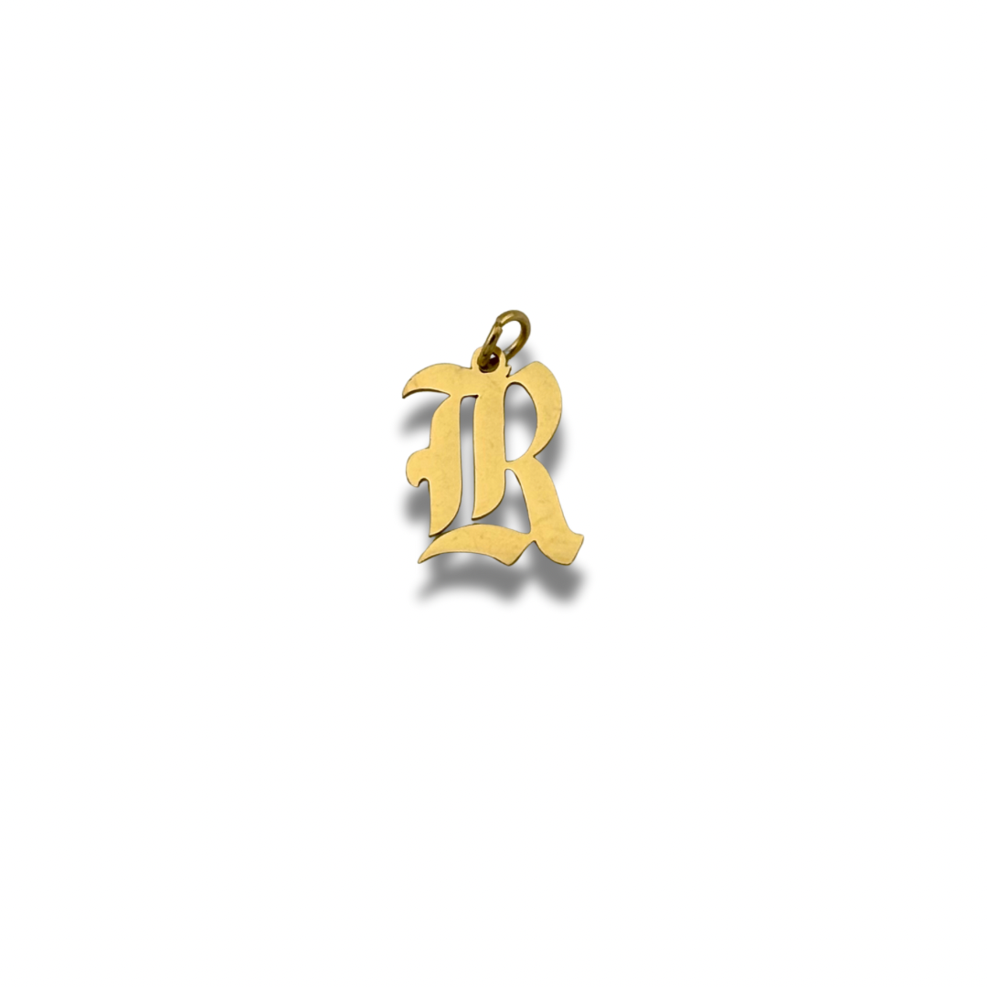 Old English Letter Charm Gold