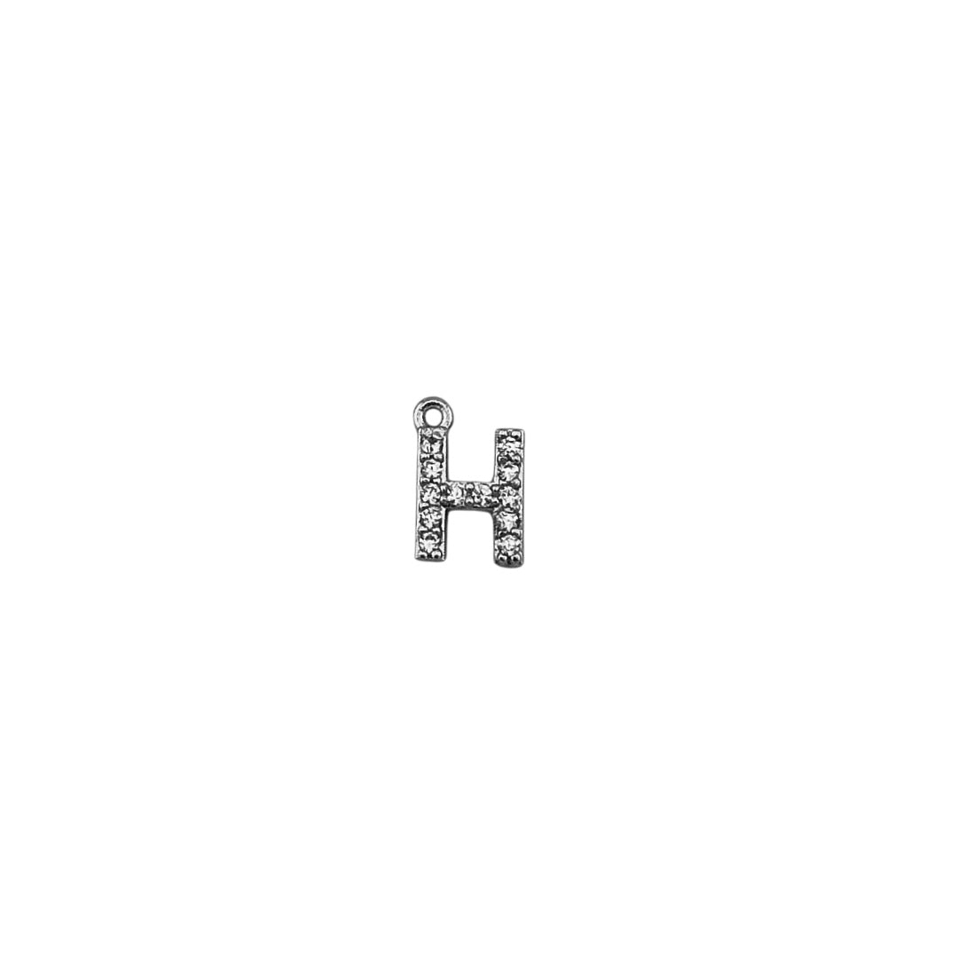 Dainty Sparkling Letter Charm Silver