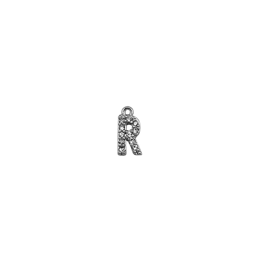 Dainty Sparkling Letter Charm Silver