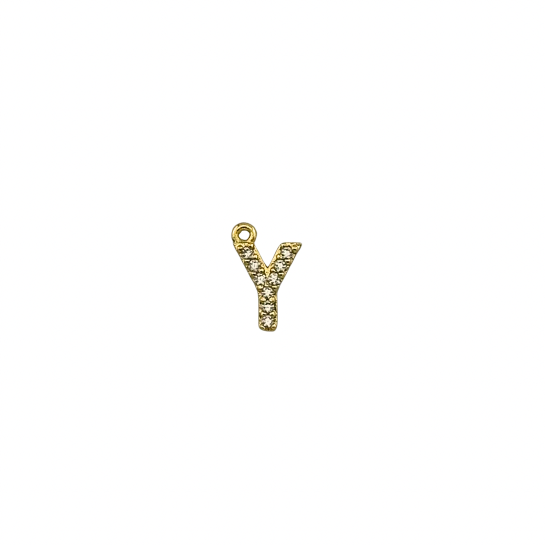Dainty Sparkling Letter Charm Gold