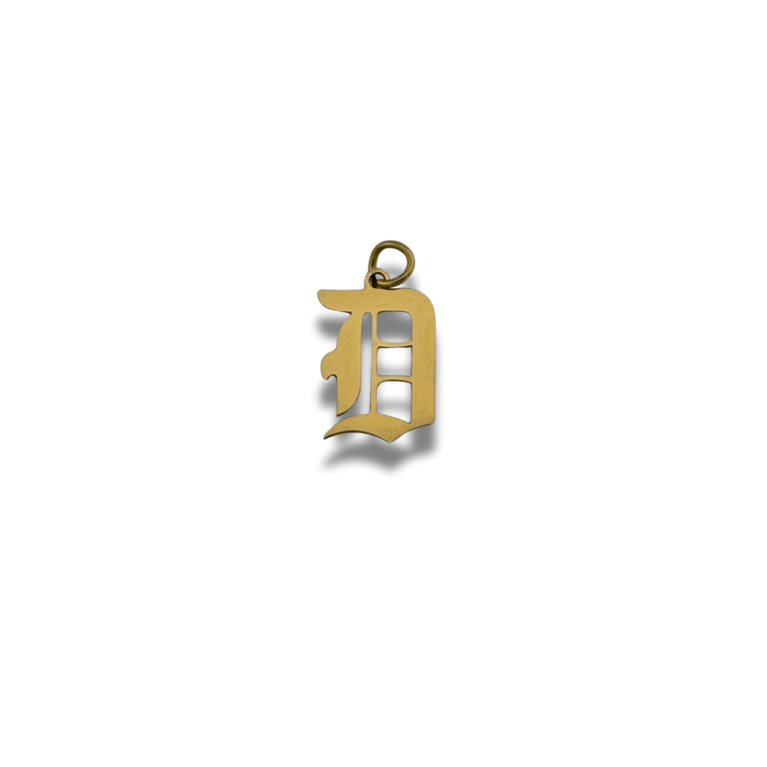 Old English Letter Charm Gold