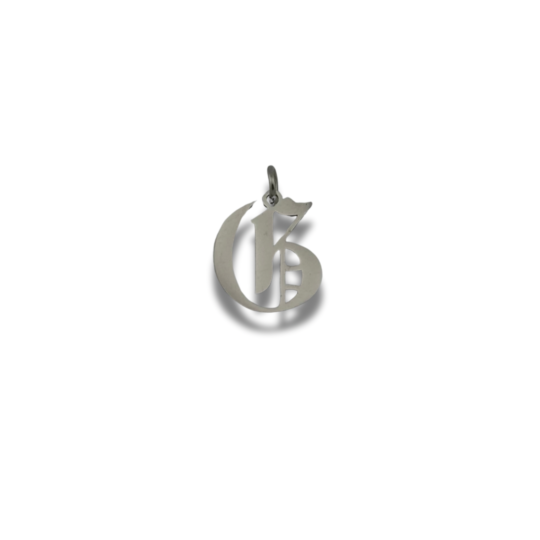 Old English Letter Charm Silver