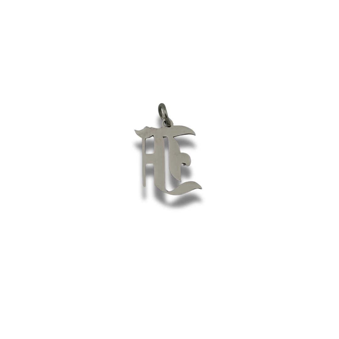 Old English Letter Charm Silver