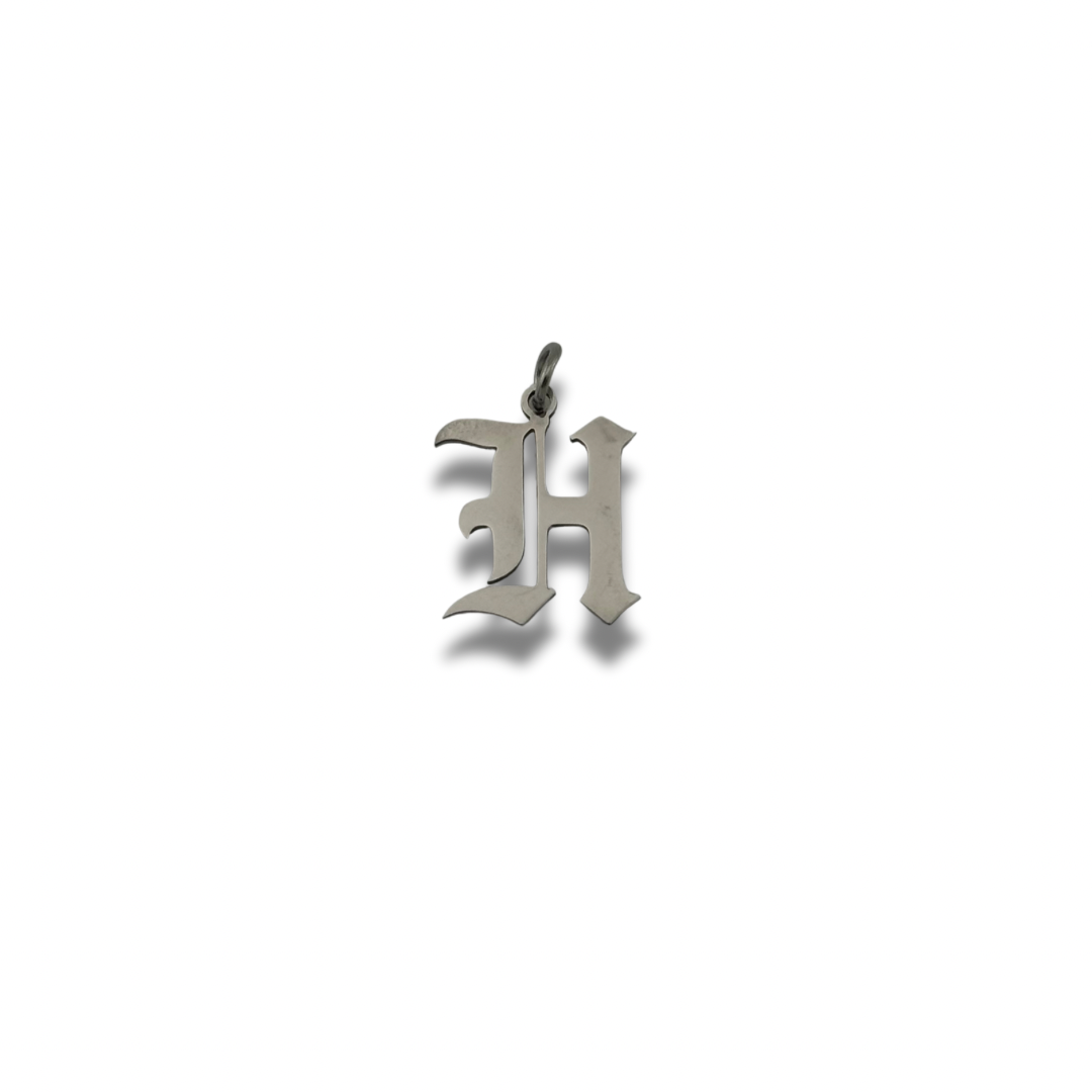 Old English Letter Charm Silver