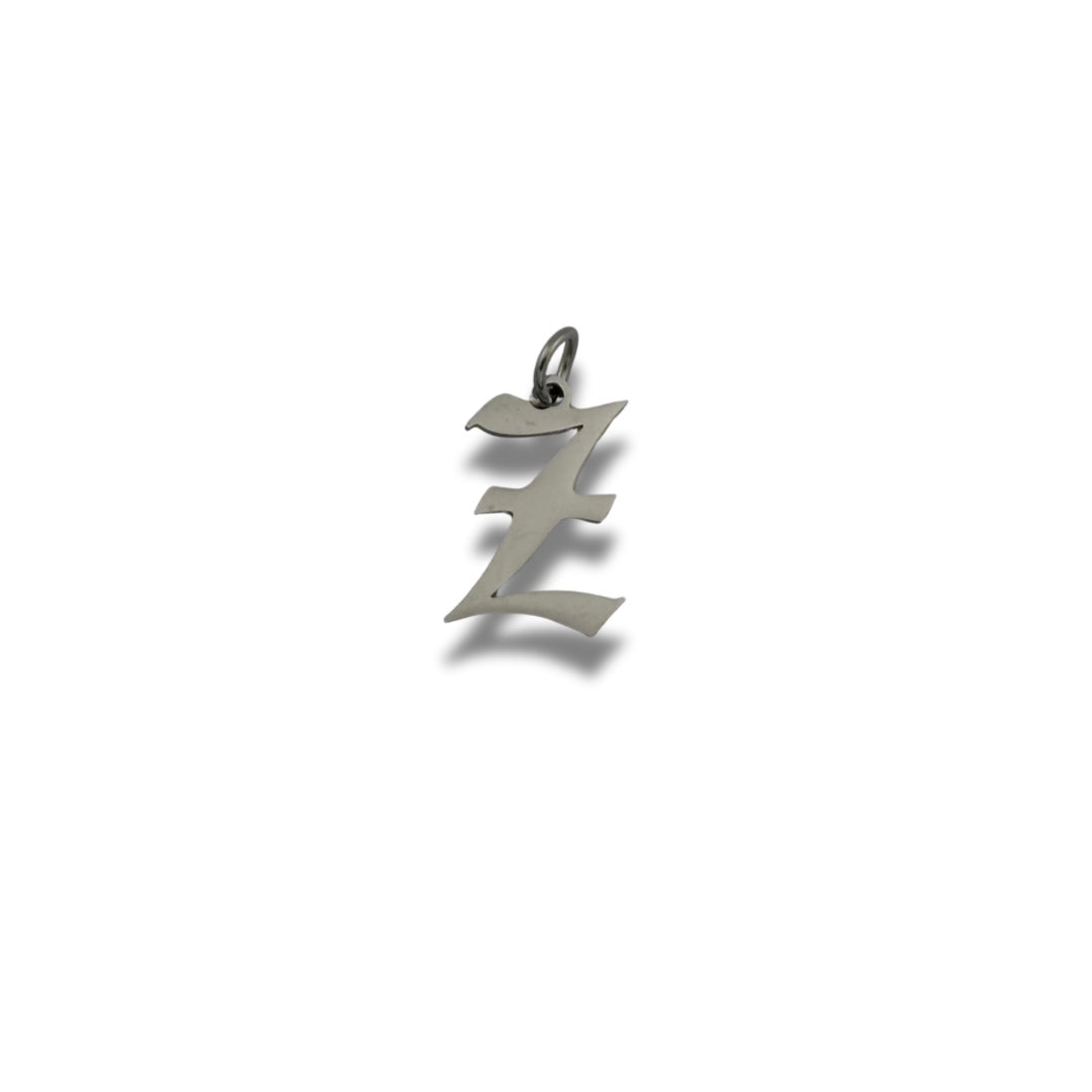 Old English Letter Charm Silver