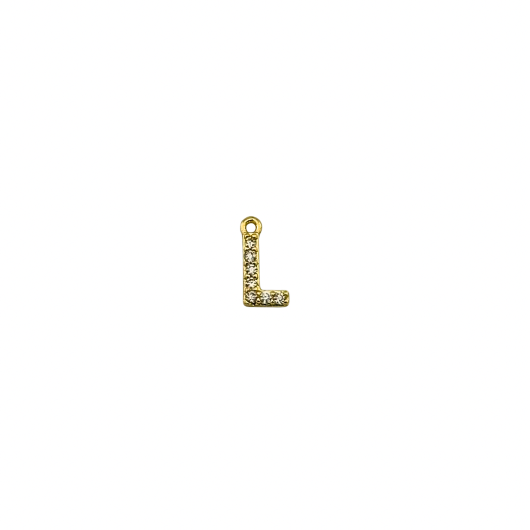 Dainty Sparkling Letter Charm Gold