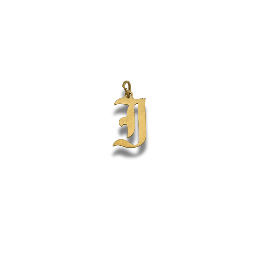 Old English Letter Charm Gold