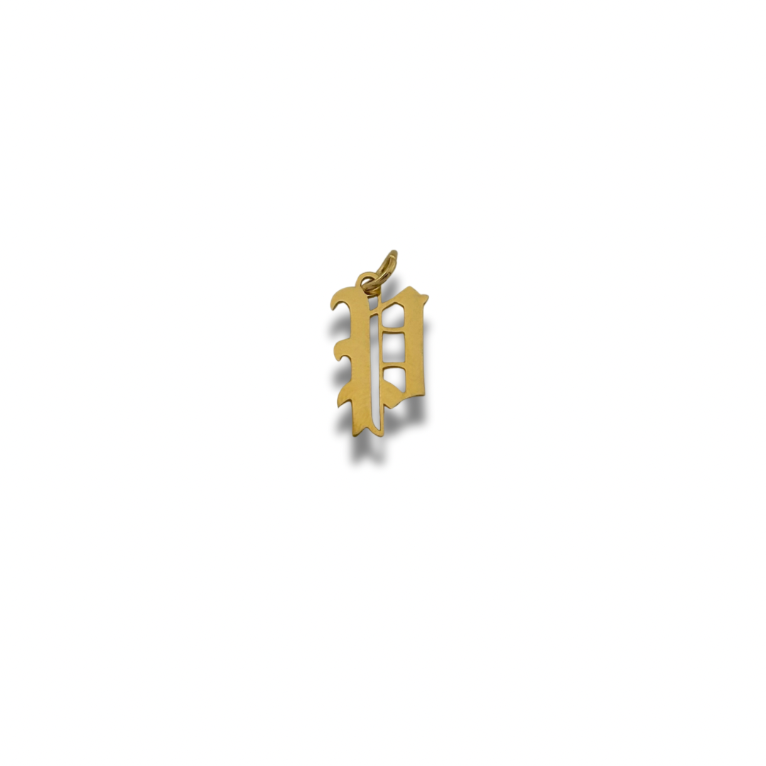 Old English Letter Charm Gold