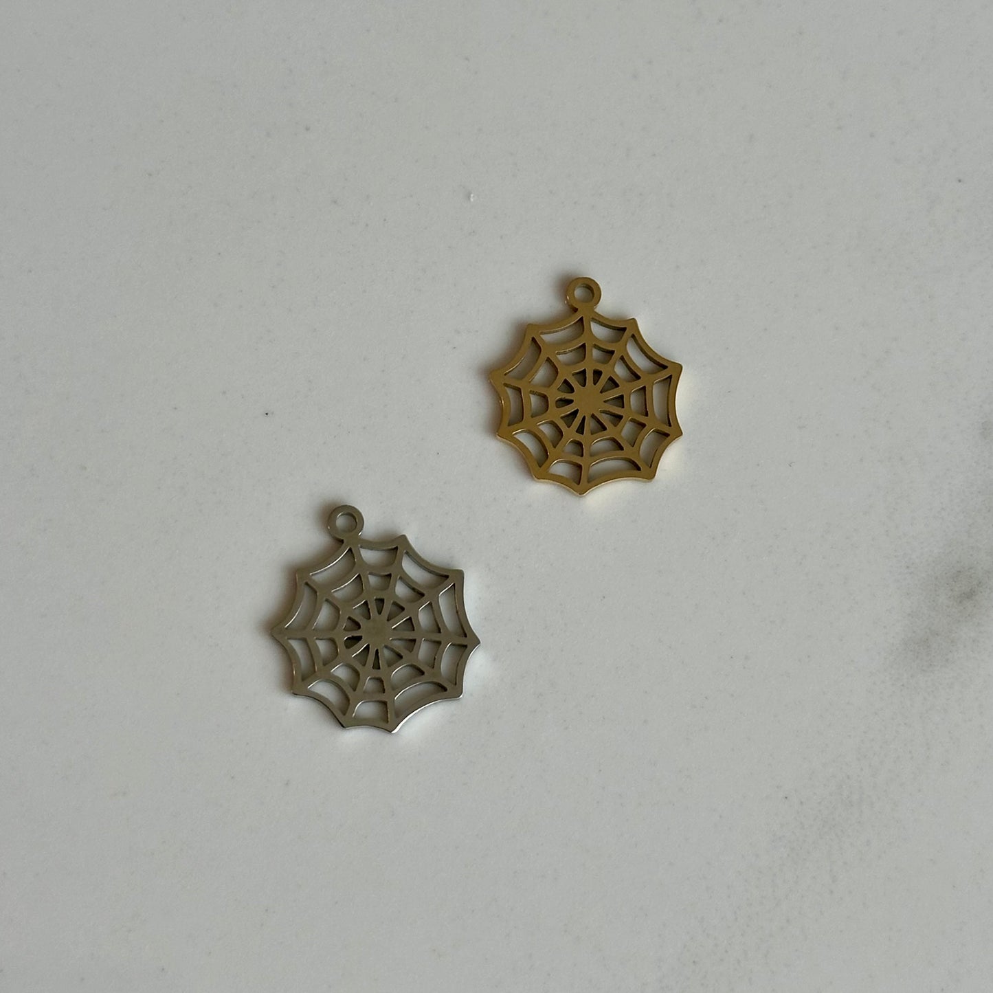 Silver Spider Web Charm