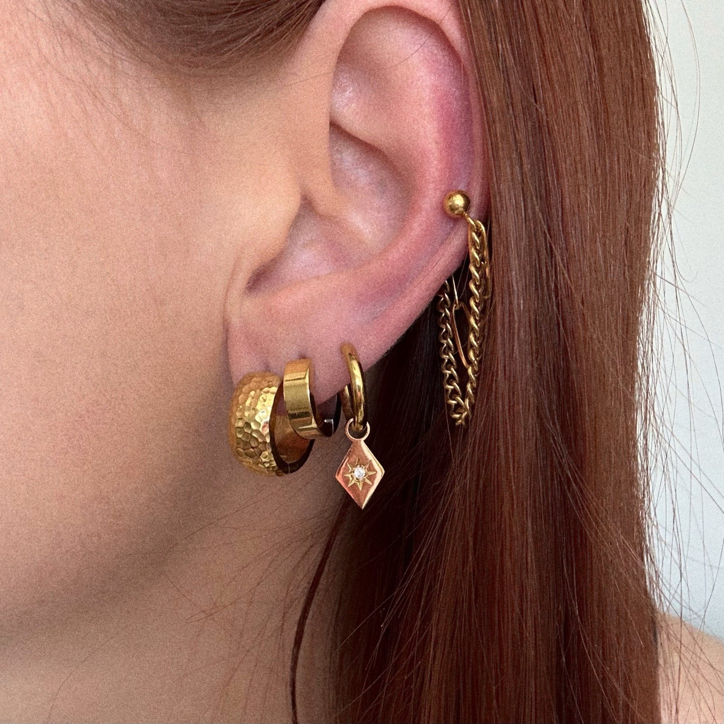 Hammered Gold Hoops