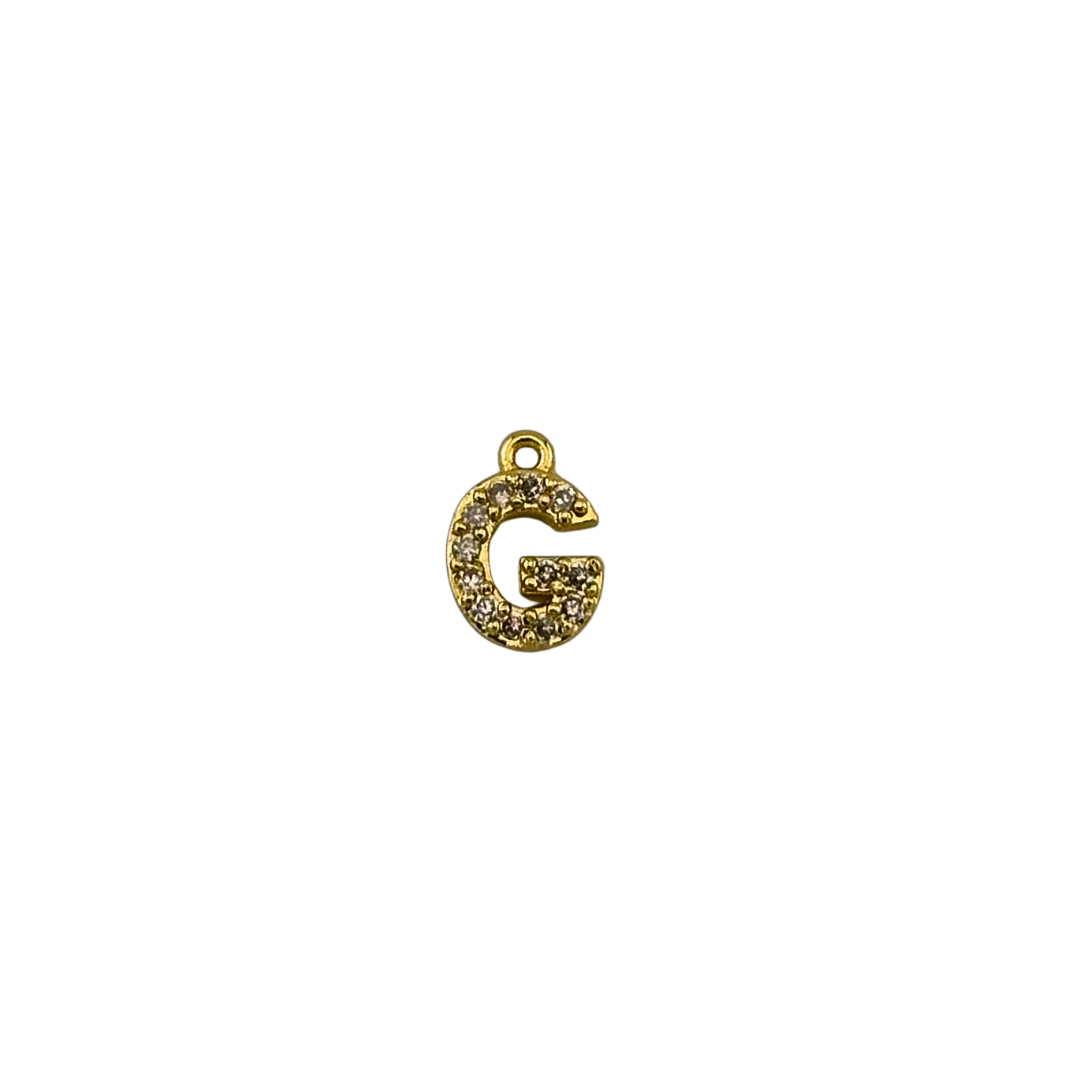 Dainty Sparkling Letter Charm Gold