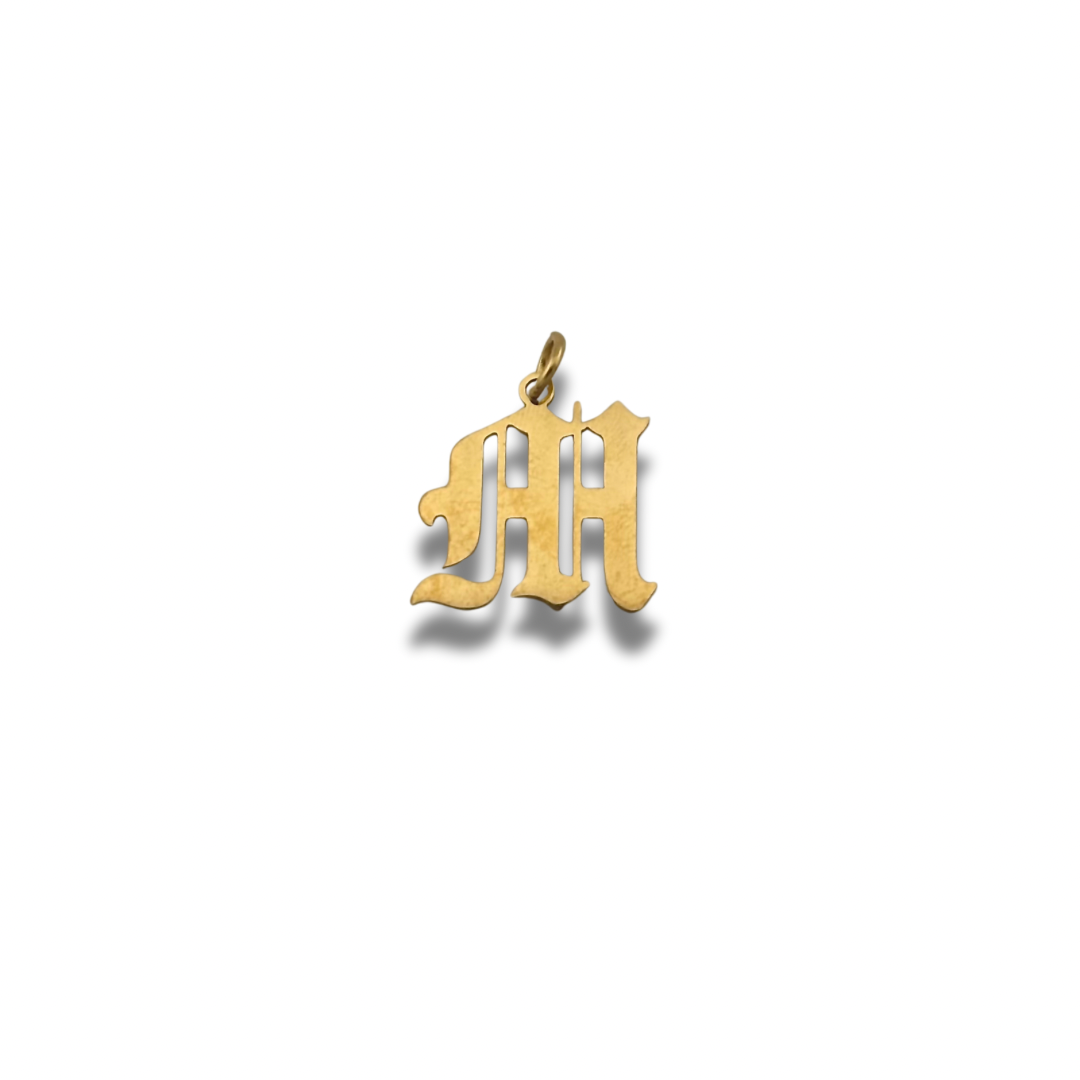 Old English Letter Charm Gold
