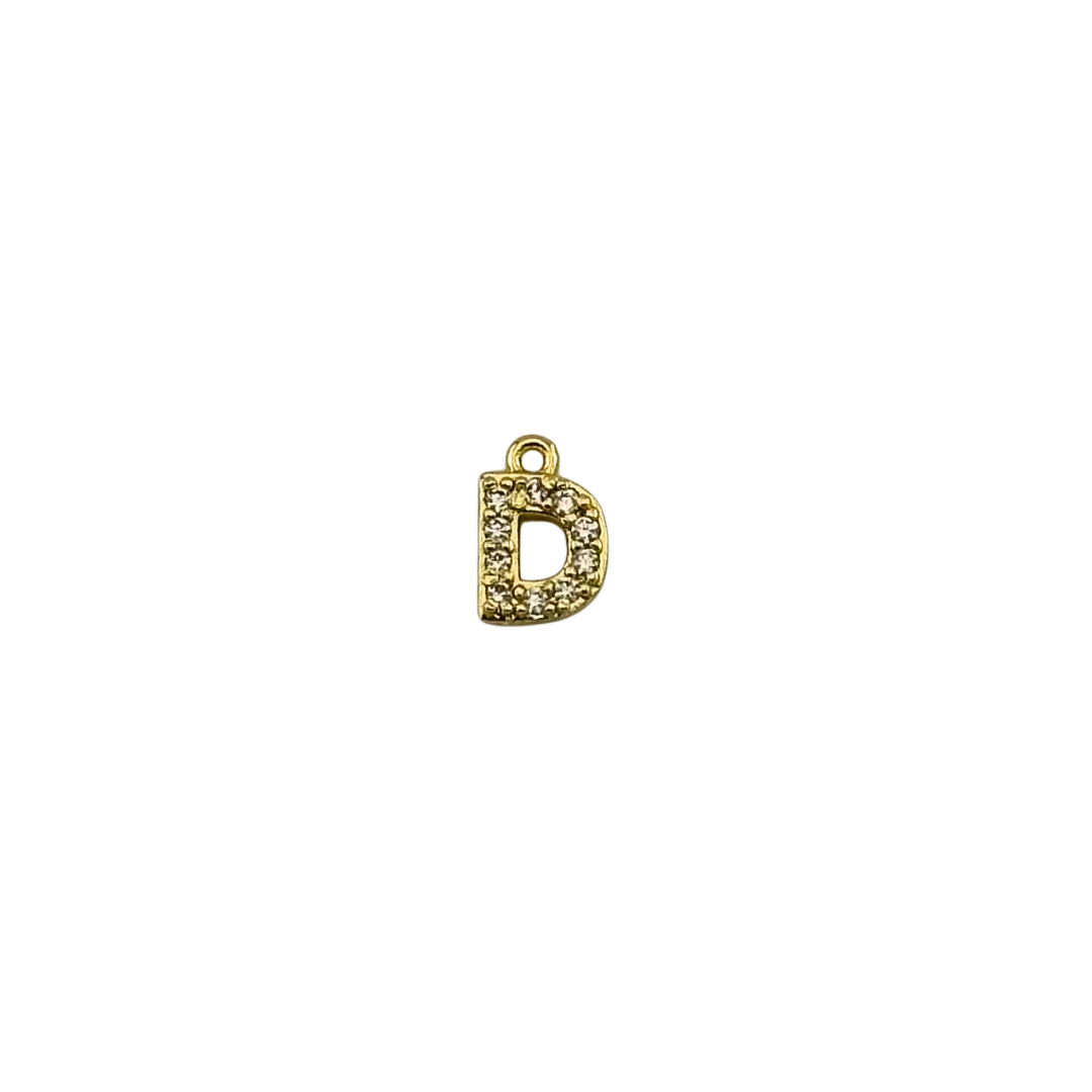 Dainty Sparkling Letter Charm Gold