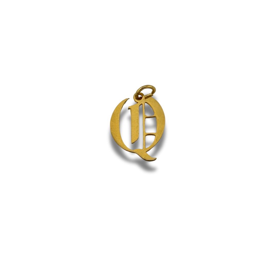 Old English Letter Charm Gold