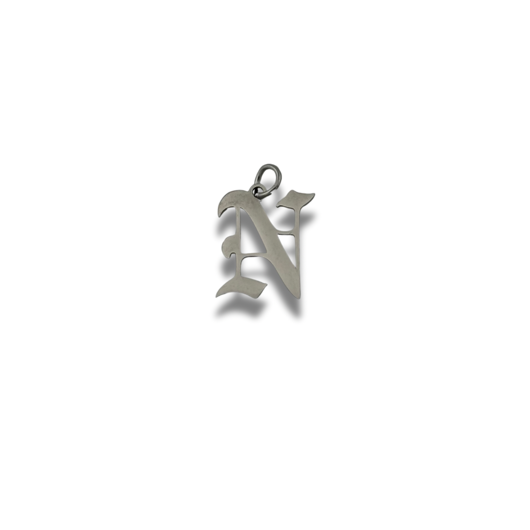 Old English Letter Charm Silver