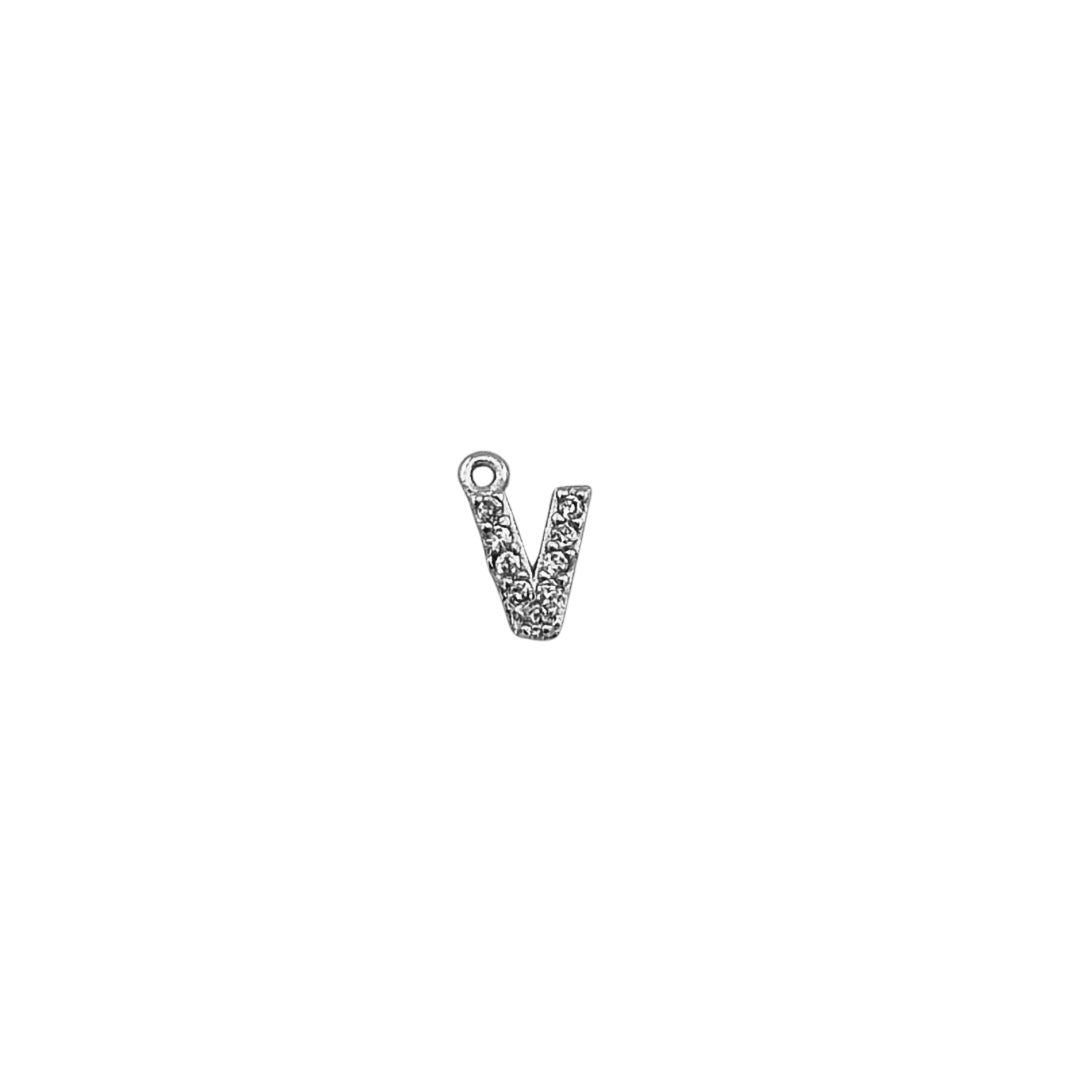 Dainty Sparkling Letter Charm Silver