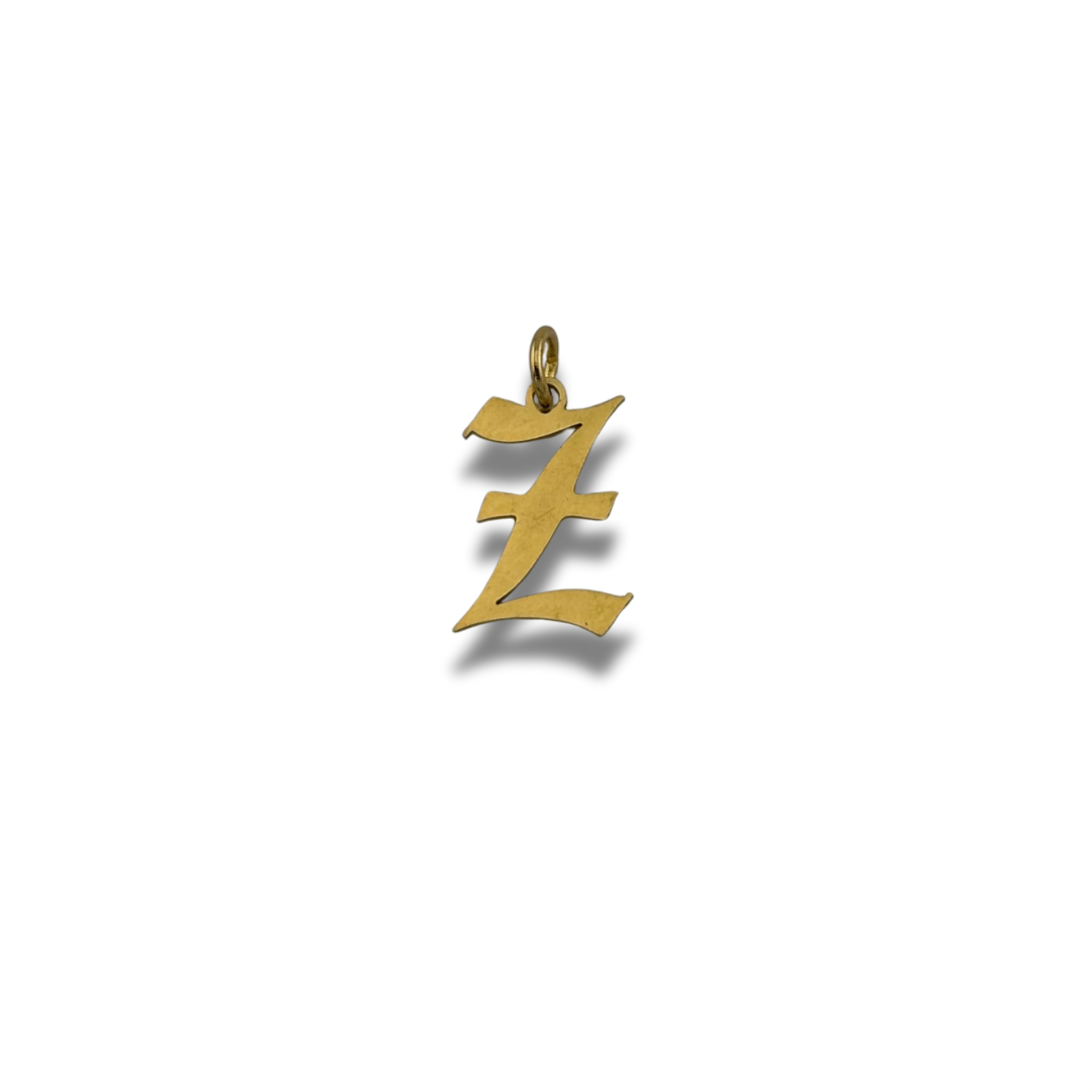 Old English Letter Charm Gold