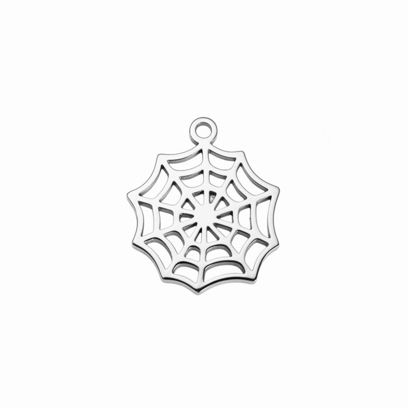 Silver Spider Web Charm