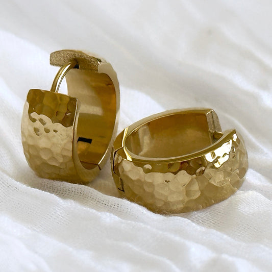 Hammered Gold Hoops